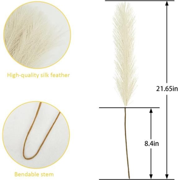 50PCS Faux Pampas Grass 26" Short Artificial Pompous Grass Floral Fake Grass - Picture 2 of 6